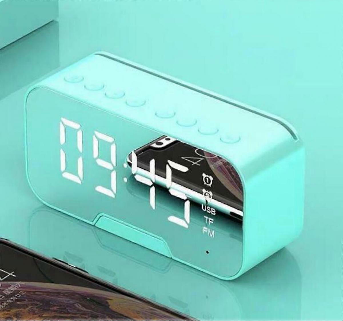 Multi-function Alarm Clock Mirror Led Alarm Clock Multi-function Wireless Bluetooth(Blue)