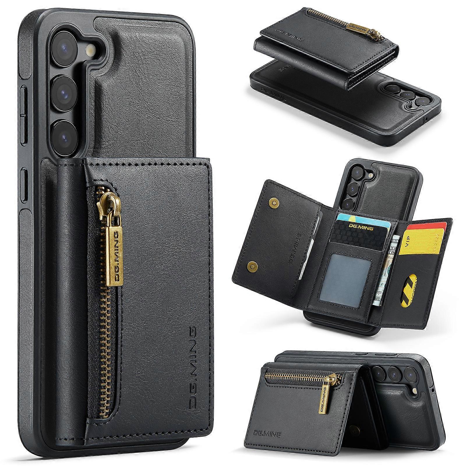 DG.MING M5 Series Zip RFID Multi Card Detachable Leather Phone Case