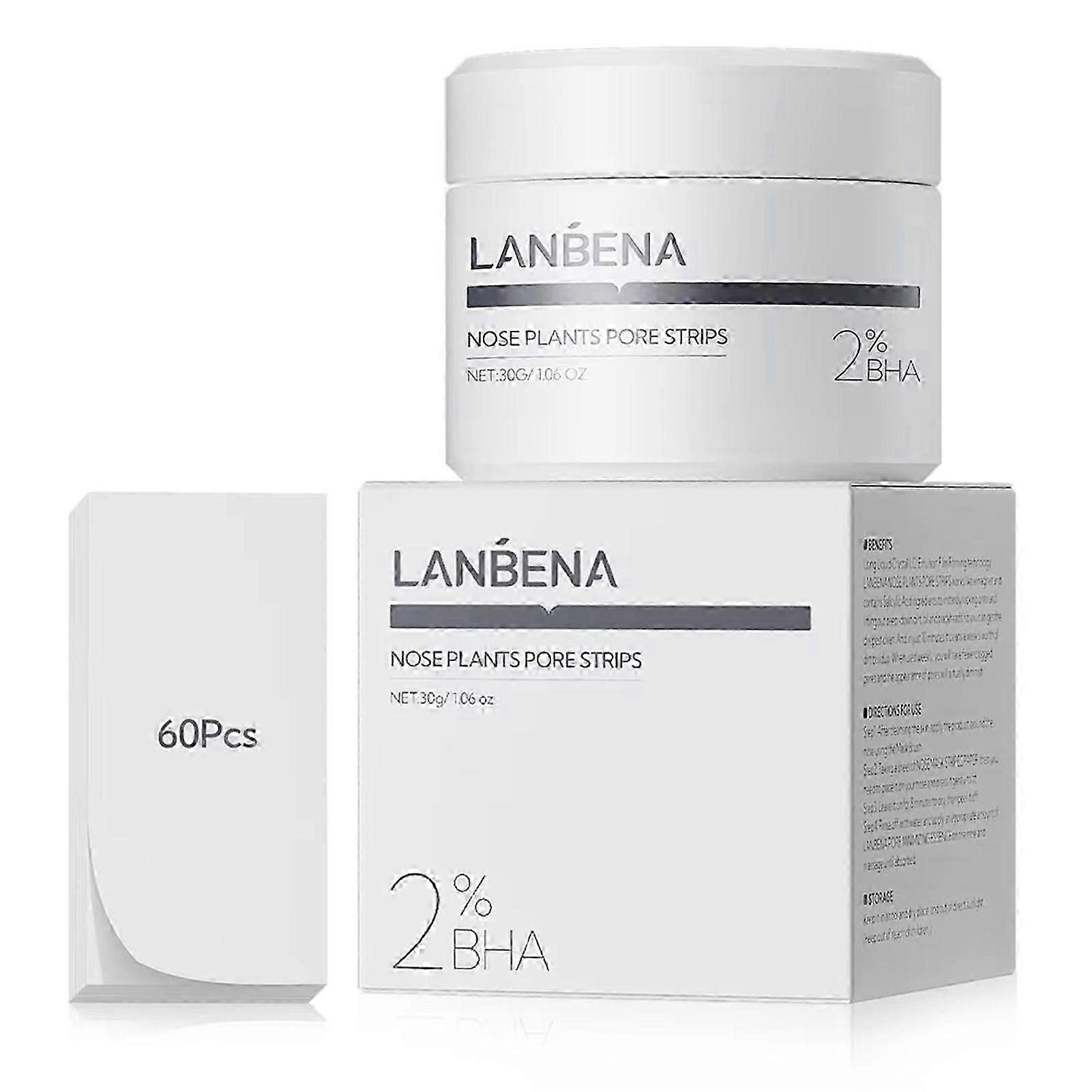 LANBENA Blackhead Peel-Off Mask 2.0 - 60 Sheets Deep Cleansing Nose Strips, Removes Blackheads & Unclogs Pores