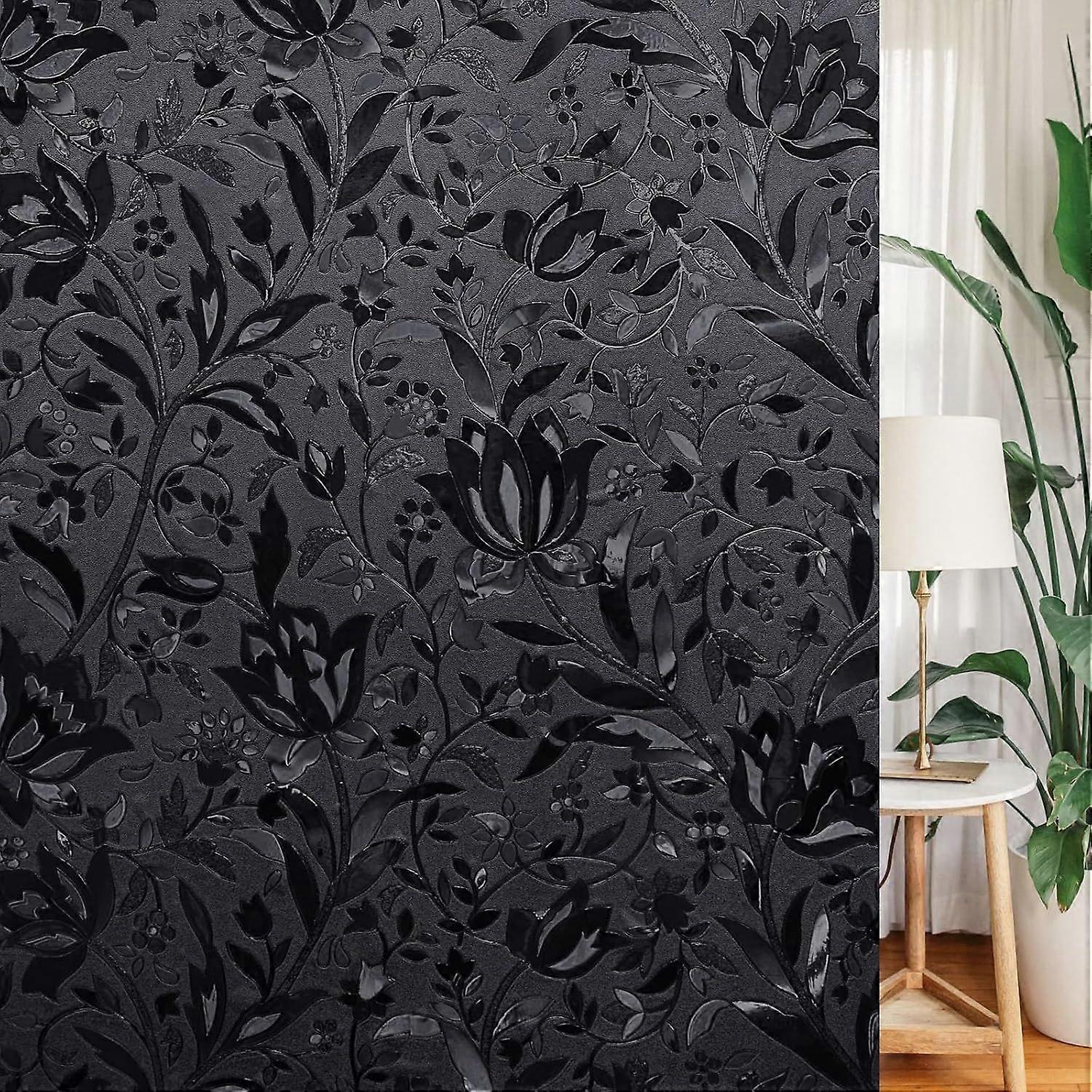 No Glue Static Privacy Film - 3D Decorative Window Sticker - Static Cling - Decorative Film - Privacy Film - 45cm x 200cm - For Sliding Door - Black