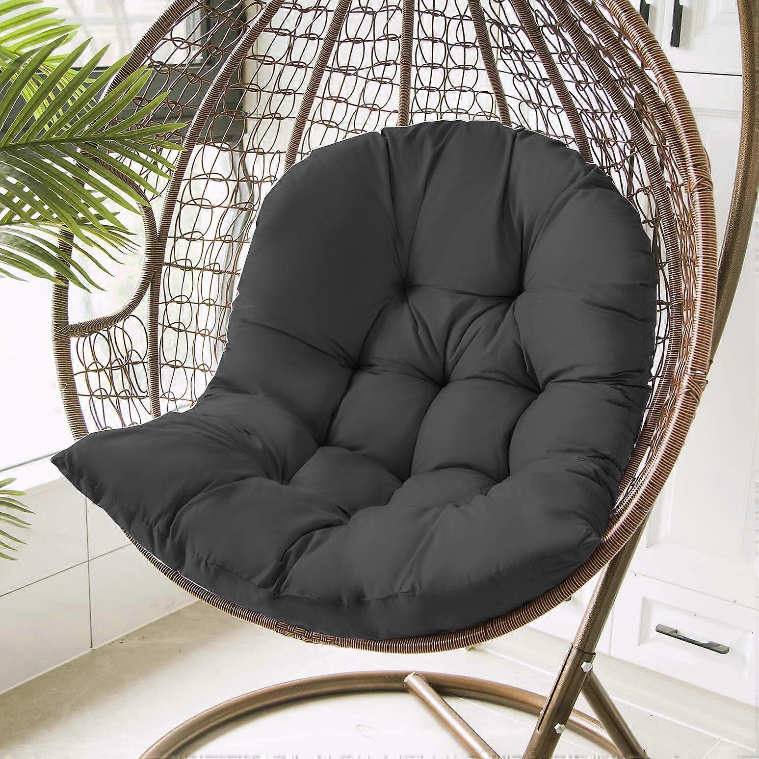 Egg Chair Cushion Replacement, Thick Swivel Rocking Chair Cushion, Black Color, Compatible with Egg Chairs