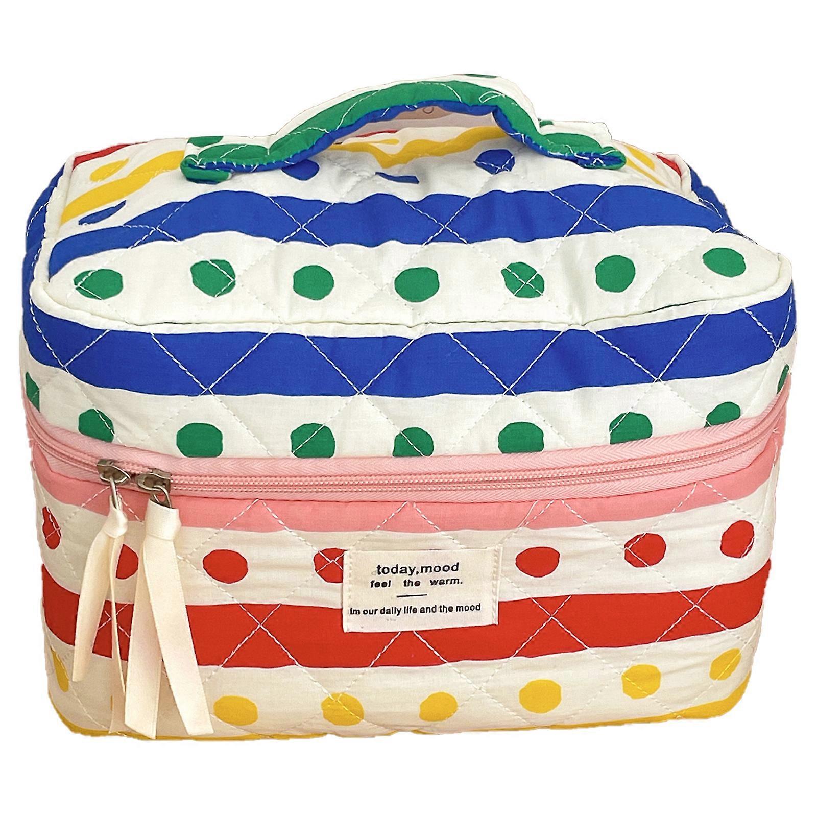 Poratble Makeup Bags Unique Dot Patterned Makeup Bag with Convenient Carry Handle for Students and Professionals