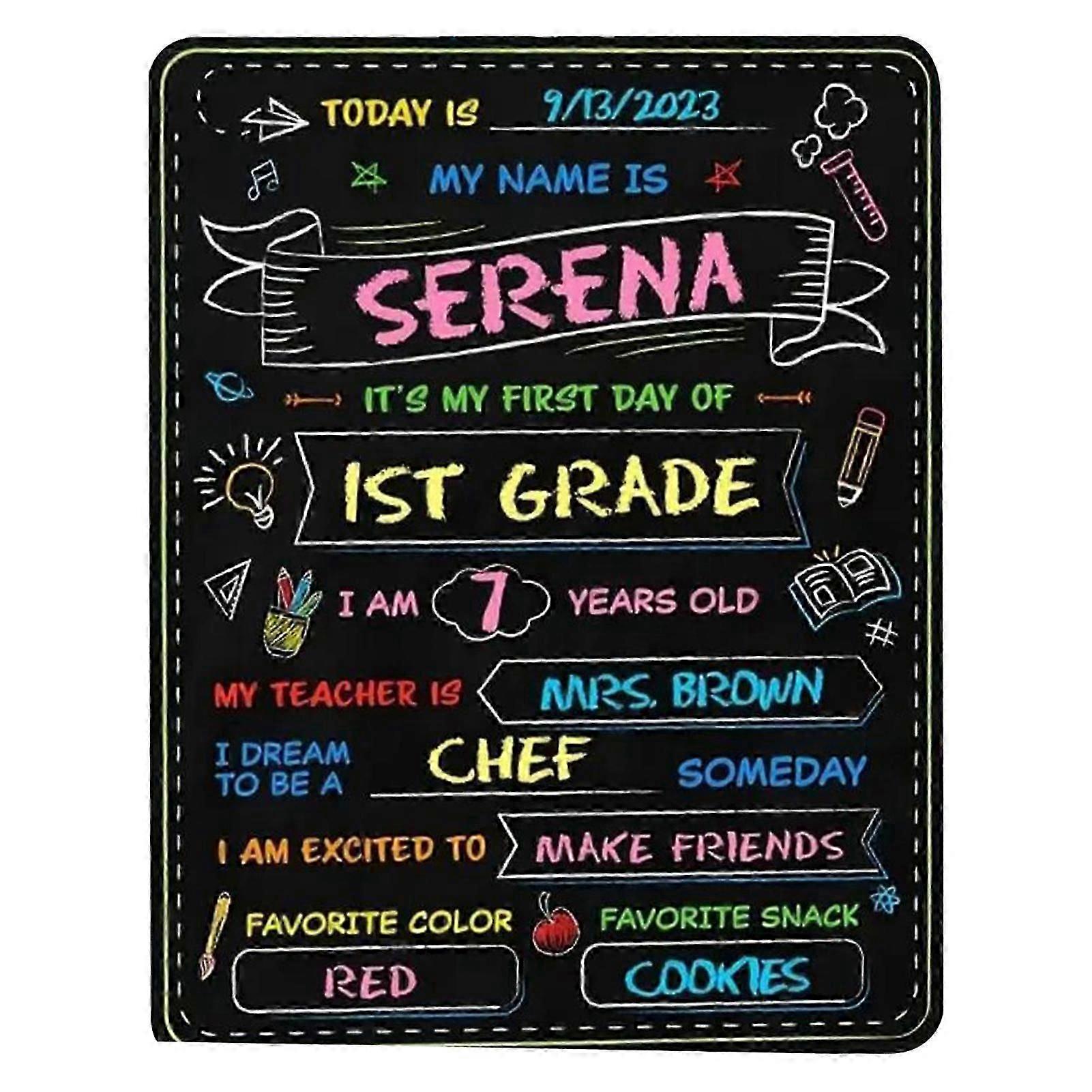 Display Board Double Sided Reusable First Day of School Chalkboard Sign for Preschool Kindergarten Grades 1-12