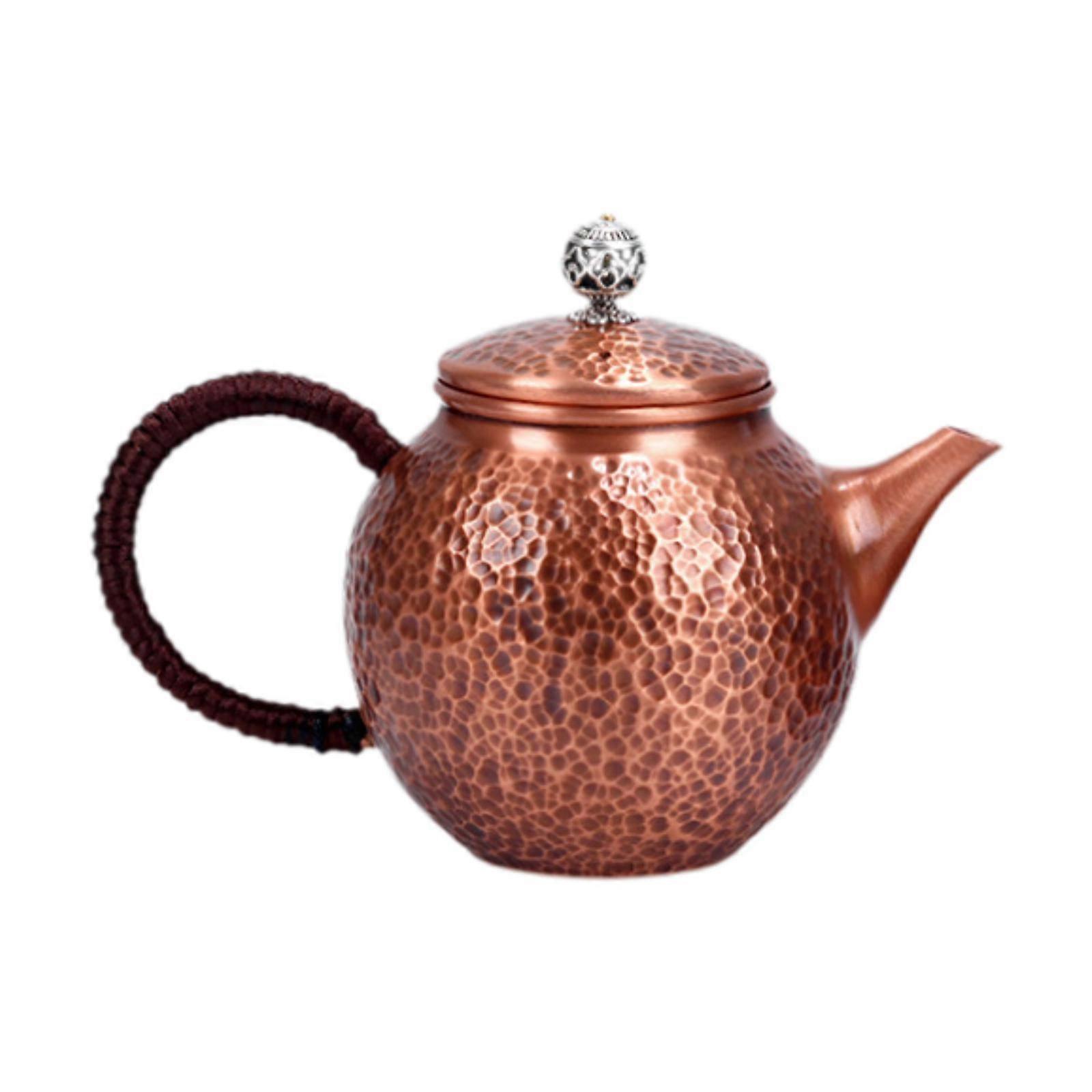Copper Tea Pot Portable Decorative Easy to Clean with Handle Hammered