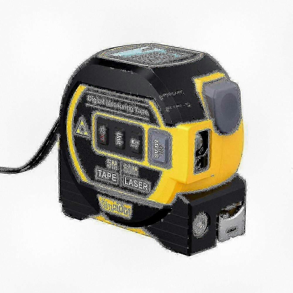 3in1 Laser Rangefinder and 5m Tape Measure with LCD Display and Backlight for Distance Measuring, Suitable for Construction, Area Calculatio