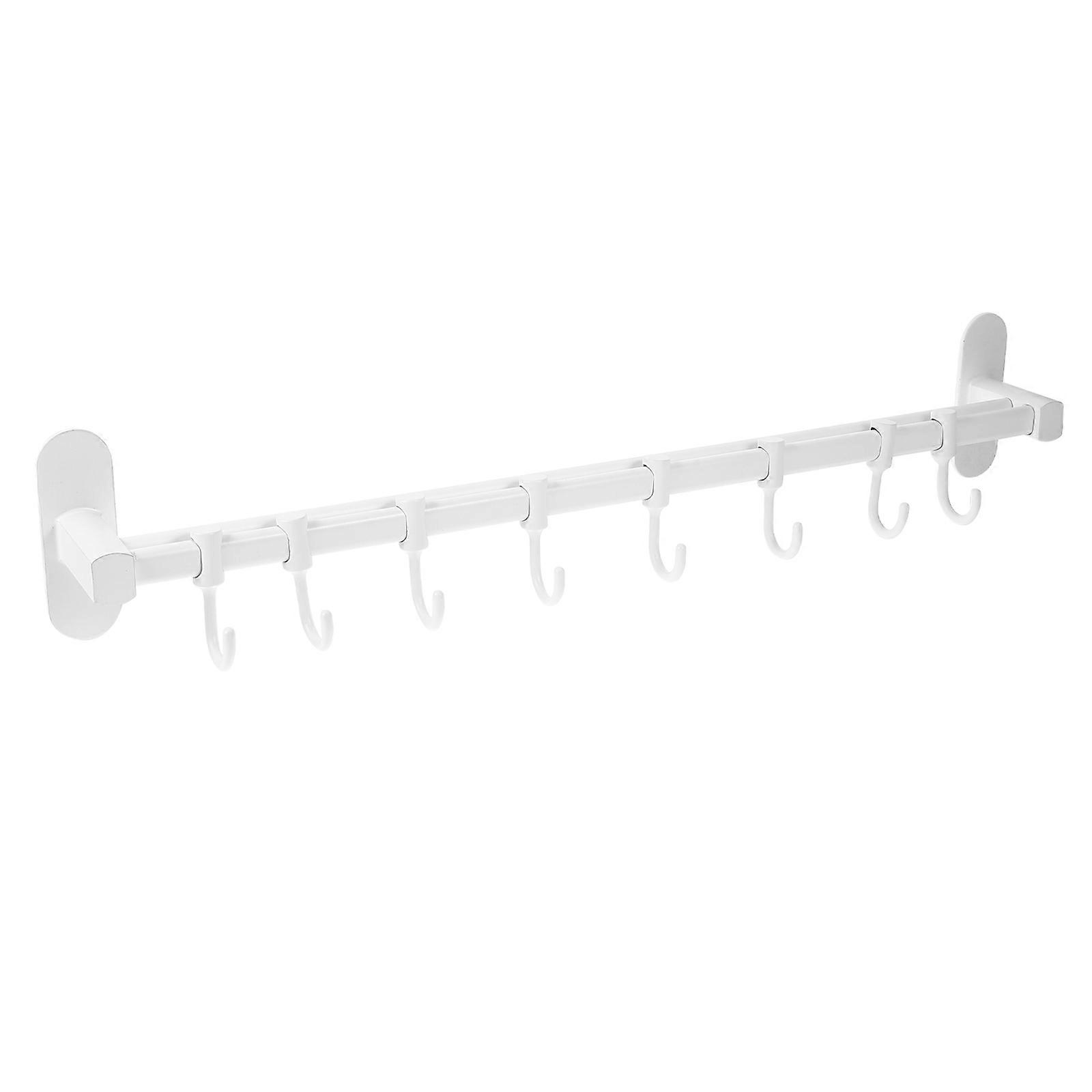 Wall Mount Kitchen Rail Rack with Movable Hooks for Utensils, Space Saving Storage for Kitchen & Bathroom Use