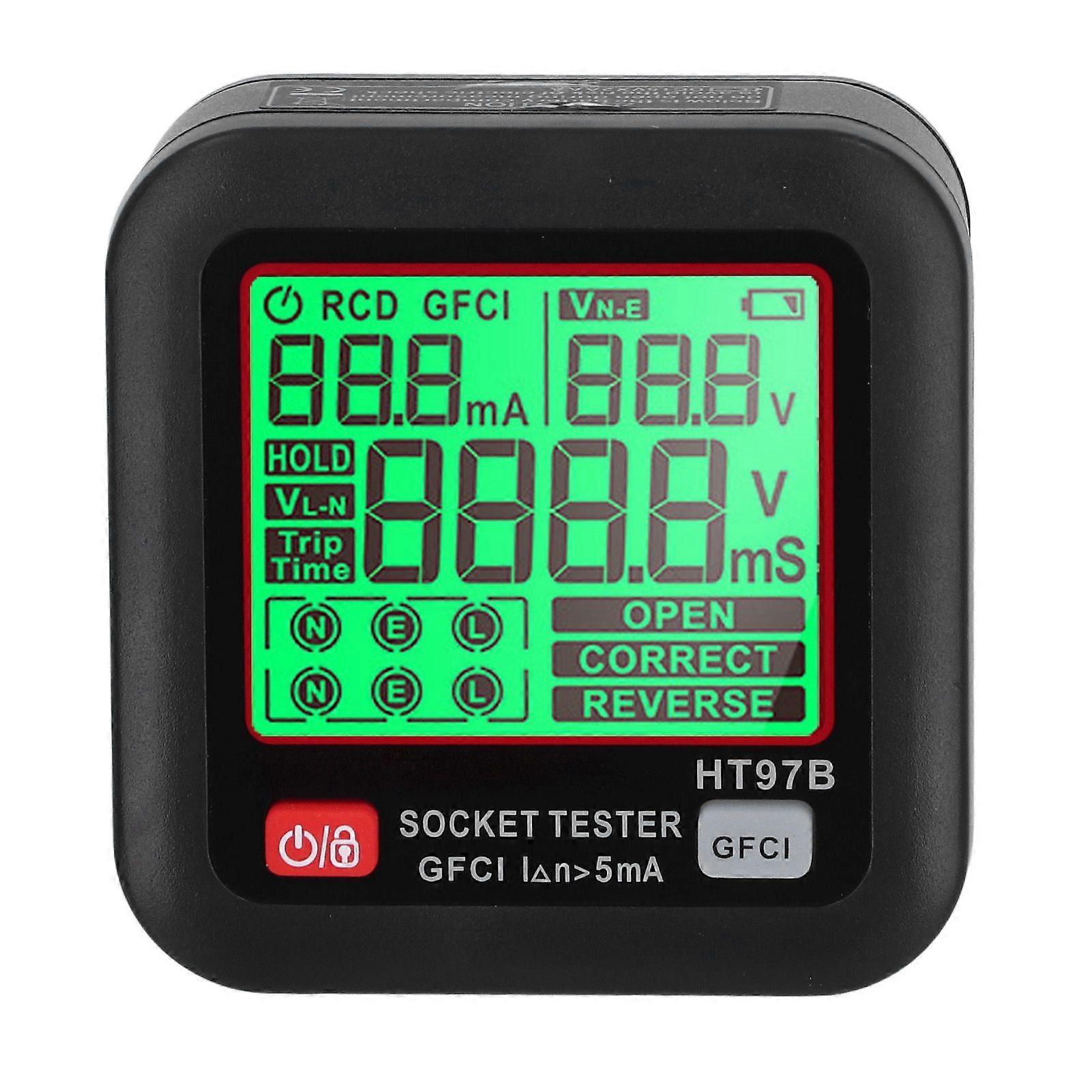 High quality  HT97B Digital LCD Screen US Standard Socket Tester GFCI Test Power