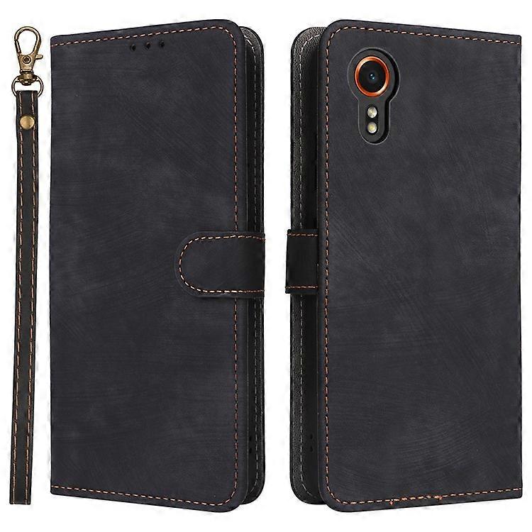 Compatível com Samsung Galaxy Xcover 7 Capa de Couro com Alça RFID Wallet