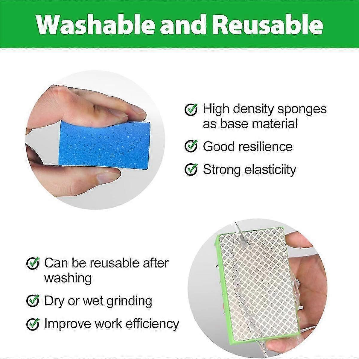 Diamond Hand Polishing Pads, 5PCS Diamond Sanding Pads 60/120/240/400/1000 Grit Sanding Block Foam
