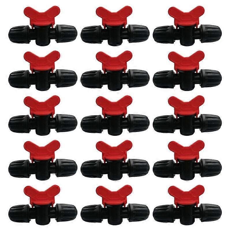 15pcs 16mm PE Drip Irrigation Hose Valves with Lock Fittings and Hose Connectors for Garden