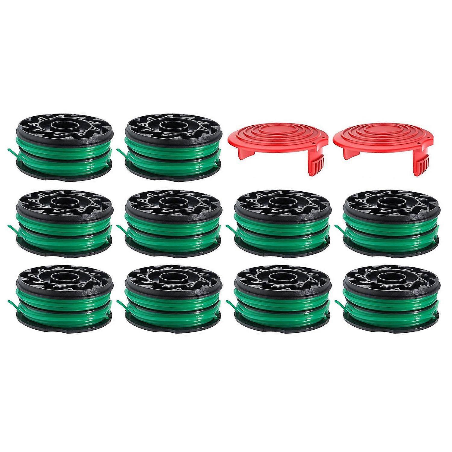 For Black & Decker Lawn Mower 10 DF-080-BKP Nylon Wire Spools + 2 RS0011 Spool Caps