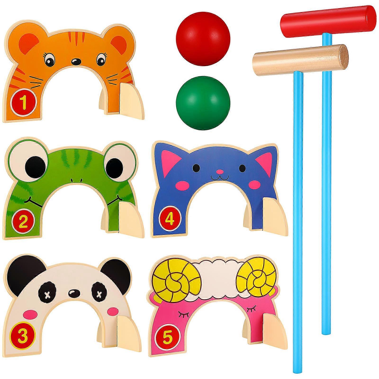 Cartoon Croquet Toy Set Animal Gateball Games for Parent child Interaction 2pcs