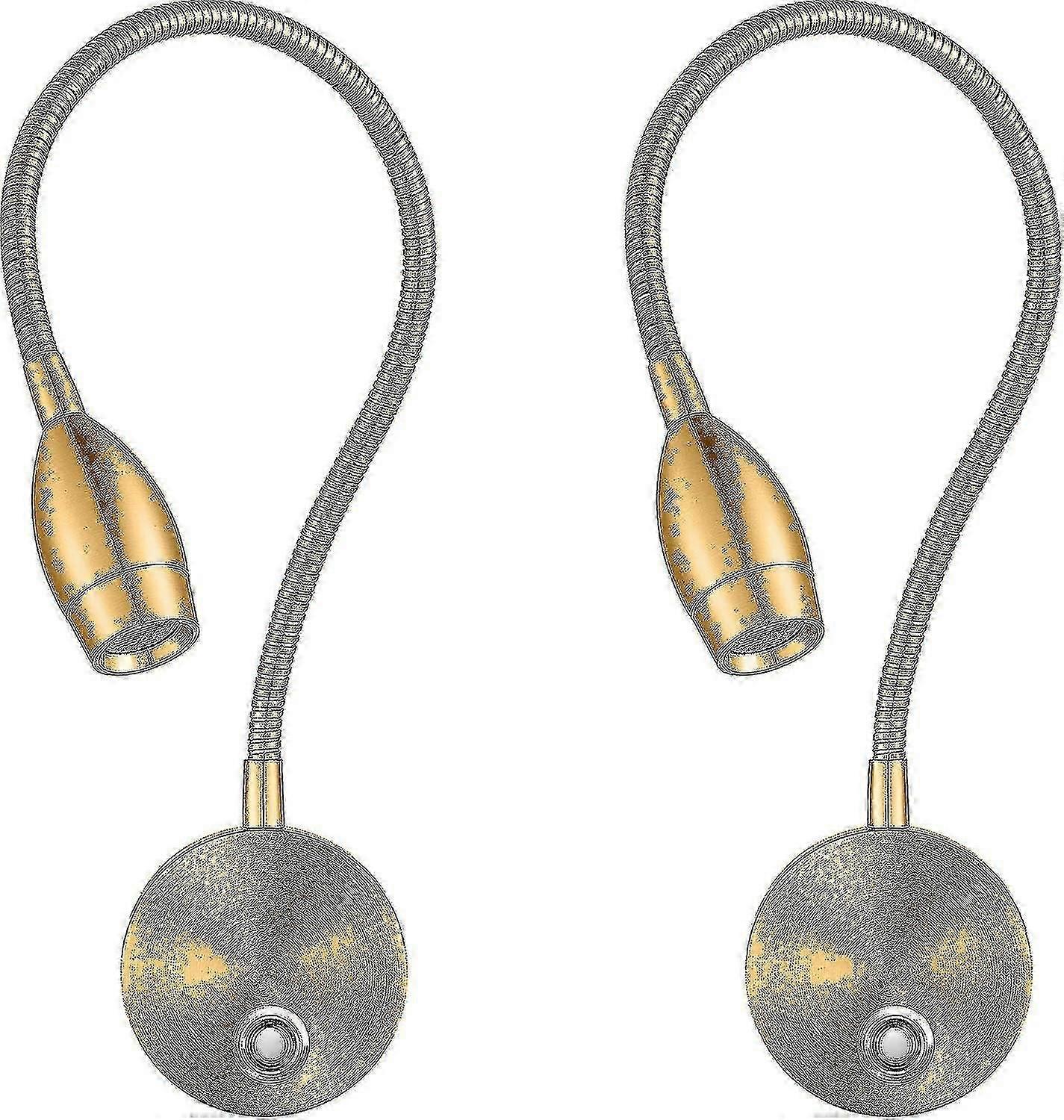 Dimmable Led Reading Lamps,wall Mount Reading Lights For Bed Headboard,flexible Gooseneck With Touch Dimmer Plug In Wired ,3color Modes,2 Pack