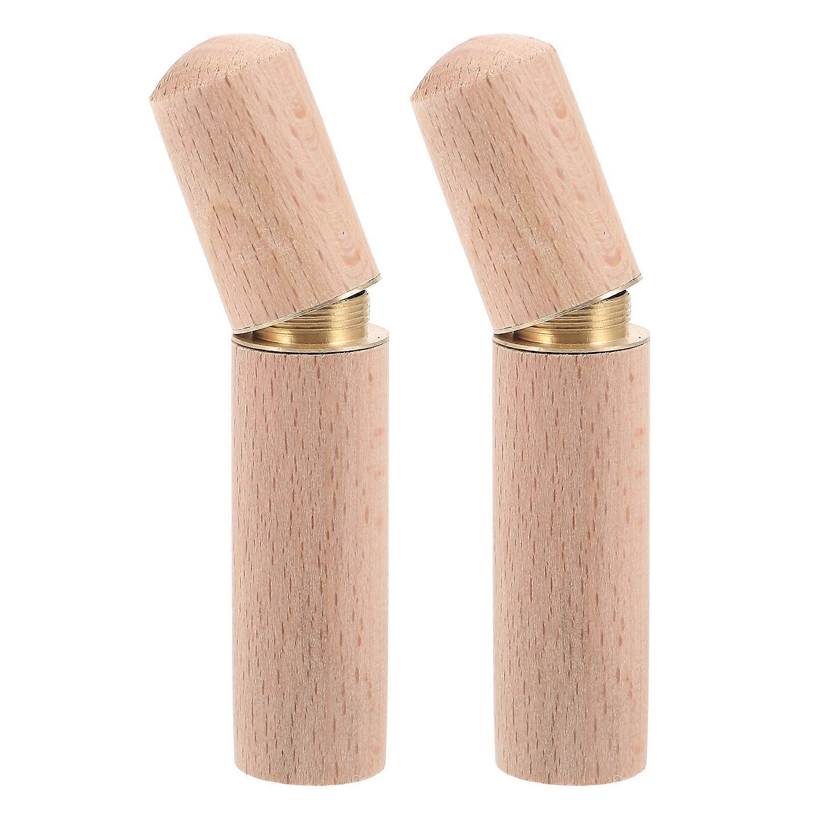 Portable Wood Toothpick Holder Wooden Canisters Cylindrical Shape Khaki Color Storage Organization 2Set
