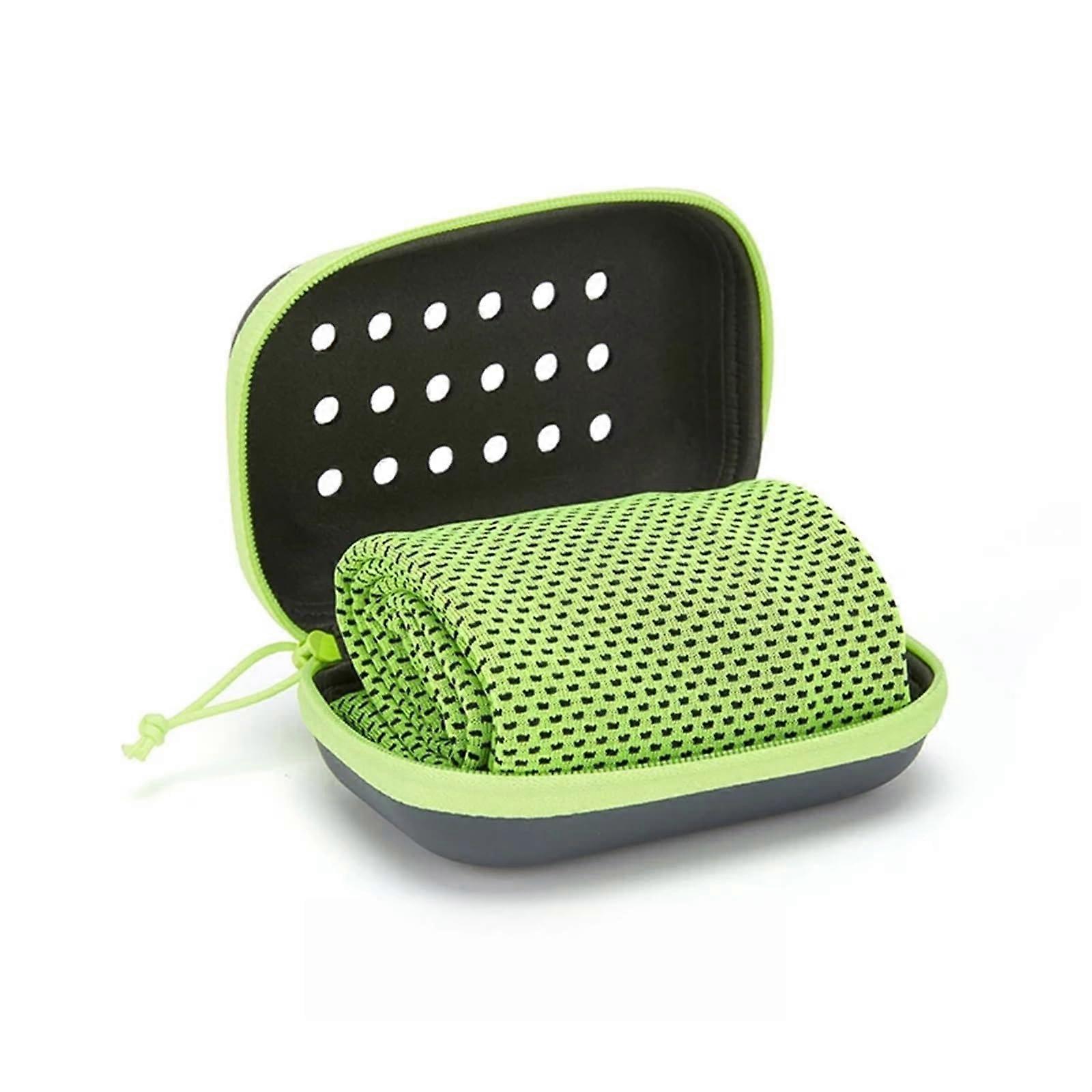 Bath towel Quickdrying, cooling, soft, breathable, cold towel with storage box, sports, gym Green 30X100 Ref: 9712