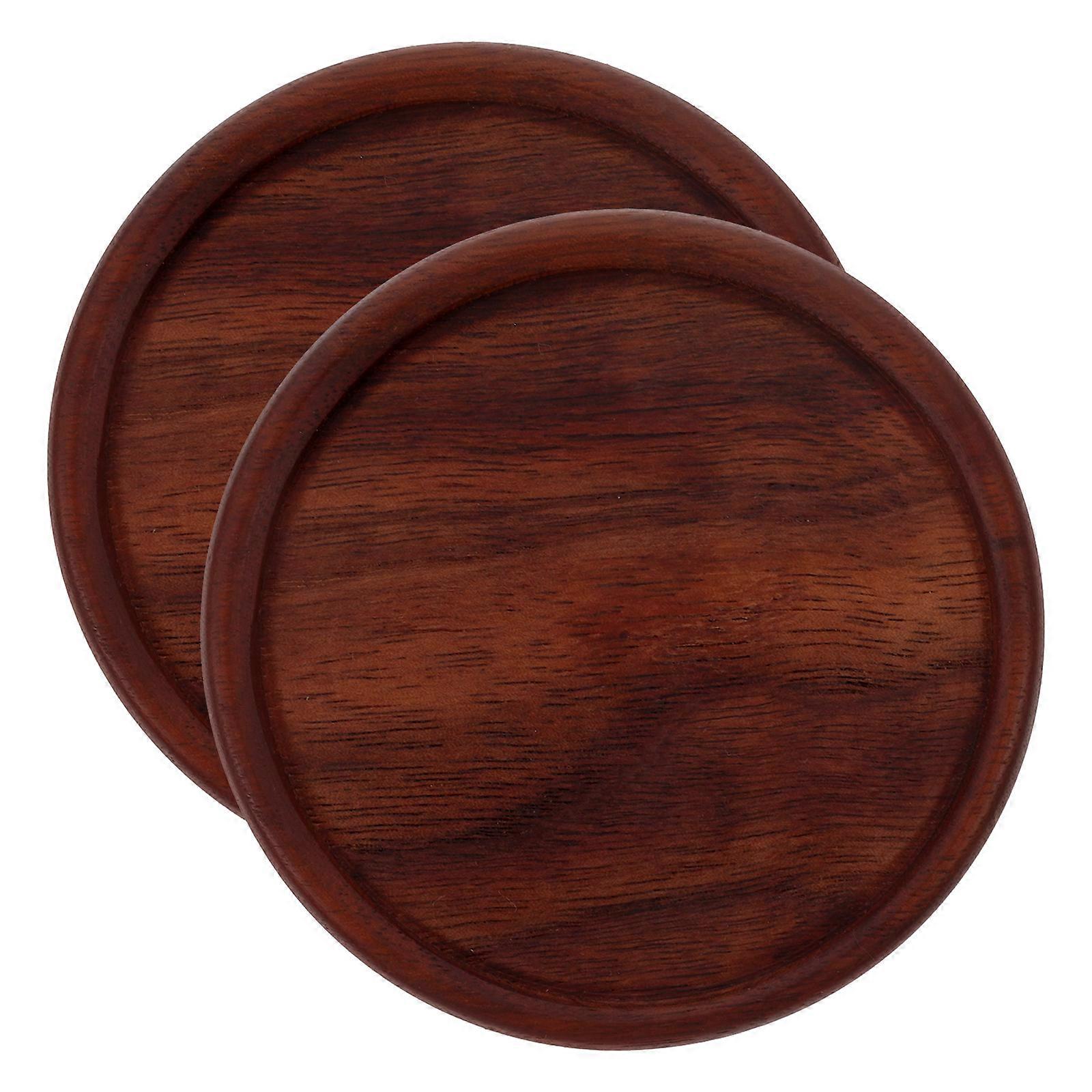 2pcs Round Wood Coasters   Heat Insulating, Non Slip Drink Mats, Premium Walnut Cup Holders for Coffee, Tea & Beer, Stylish Table Protection