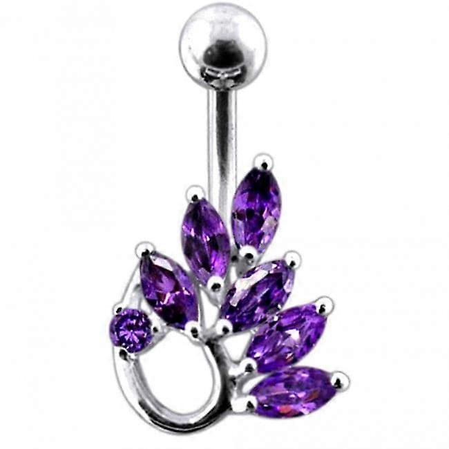 Jewelled Grapewine Leaf Non-moving Belly Ring
