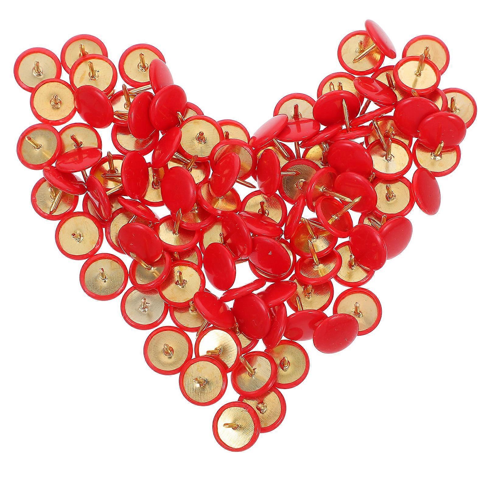 Red Flat Head Thumb Tacks 100pcs   Decorative Push Pins for Cork Boards, Documents, Photos, and Bulletin Board Organization