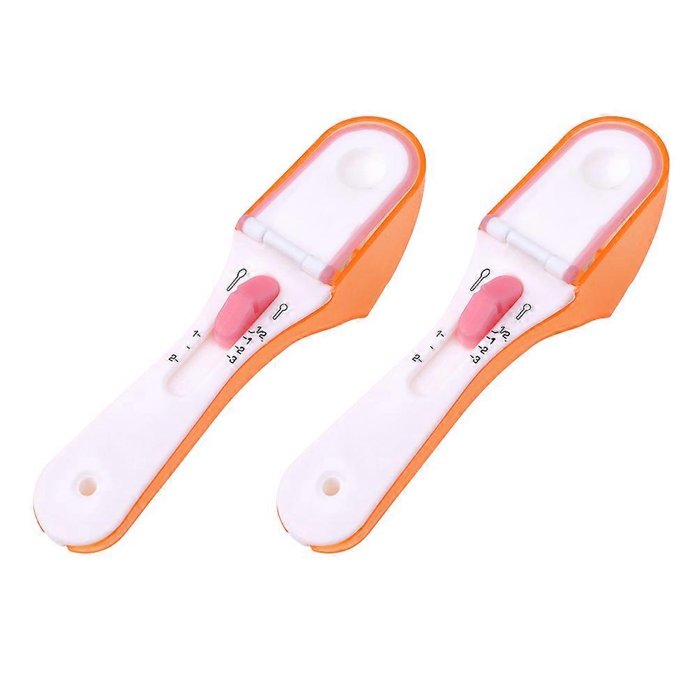 Adjust Measuring Spoon Measuring Cup Cooking Baking Accessory Compact Design Orange 2Pcs