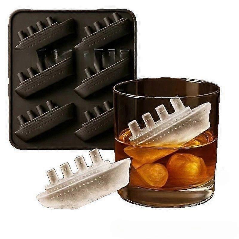 Ice Tray, Silicone Ice Mold, Titanic Ice Cube Trays for Juice Wine Coffee Bourbon Drink Use, Chilled Beverage Tool with Easy Release, Boat Shape Maker