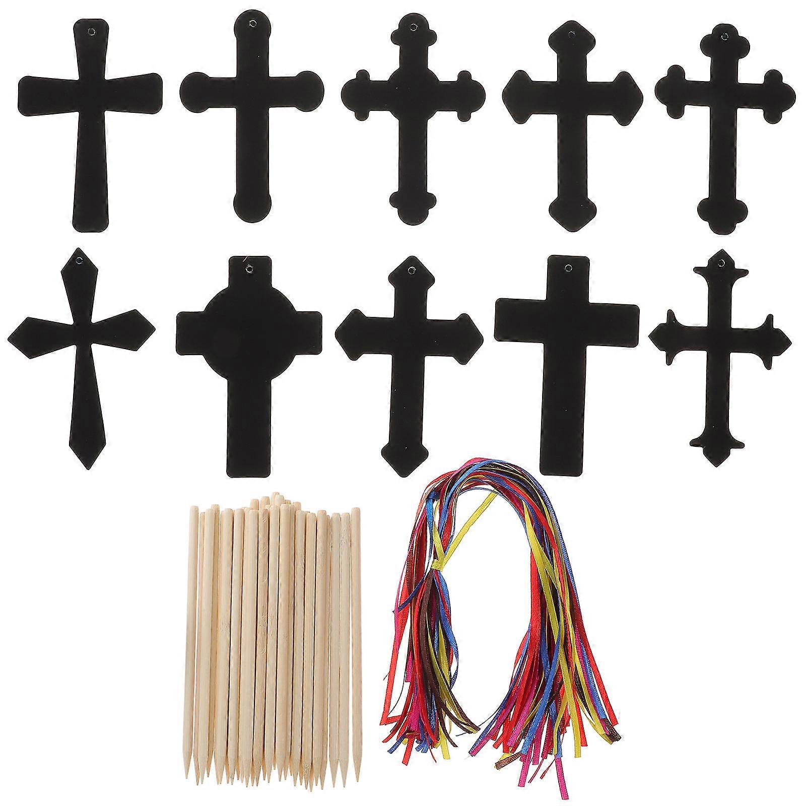 1 Set DIY Scratch Cross Creative Easter Decoration Fun Craft for Family Activities Unique Hanging Decor for Easter Parties