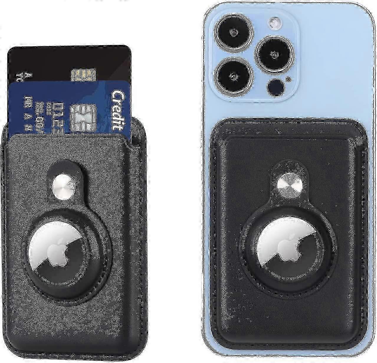 Magnetic Leather Wallet for iPhone 12/13 with AirTag Pocket