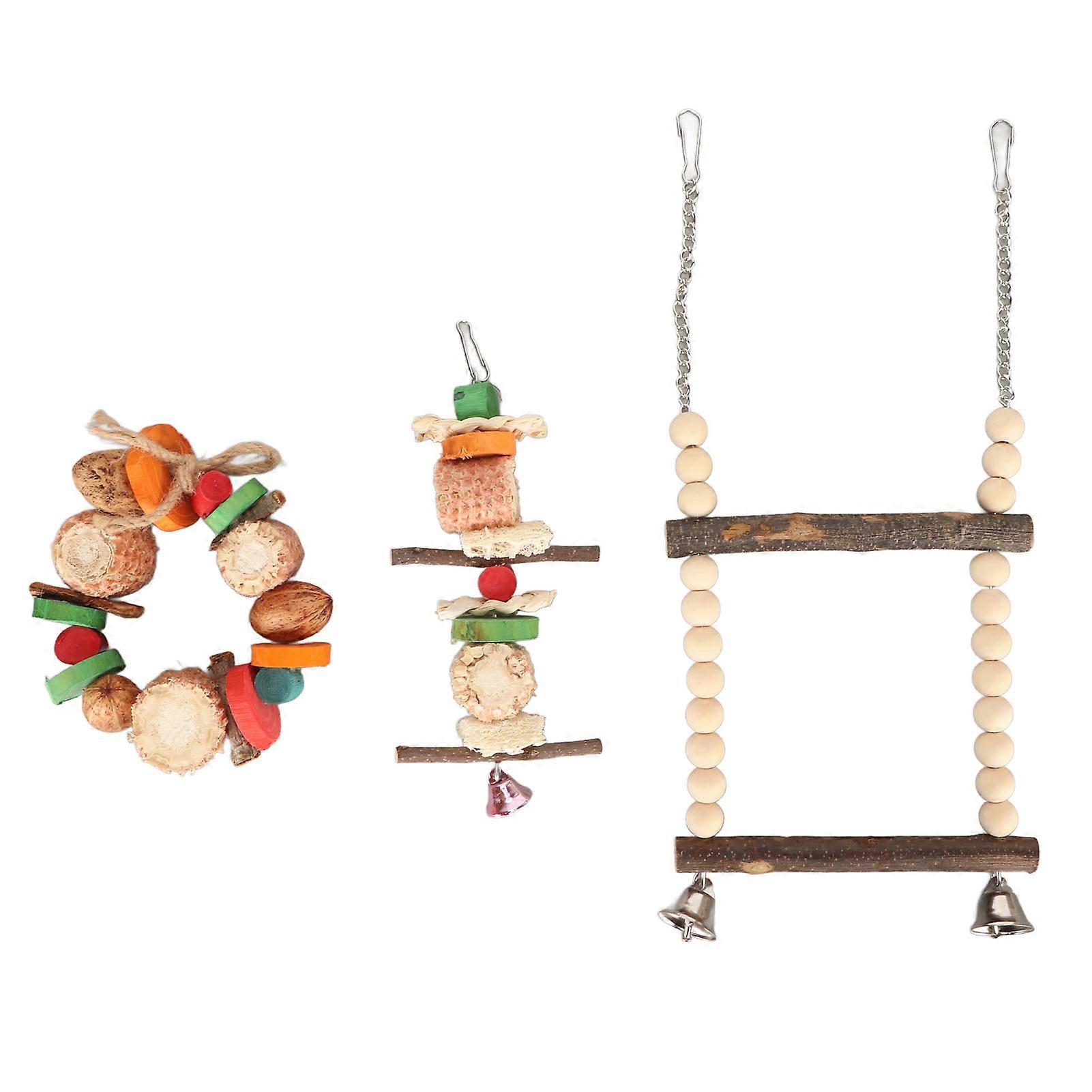 Parrot Swing Toy Fun Bite Resistance Corncob Nuts Chewing Wooden Bird Swing Toy with Toy String for Birds Parrots Budgie Parakeet Cockatiel Cockatoo