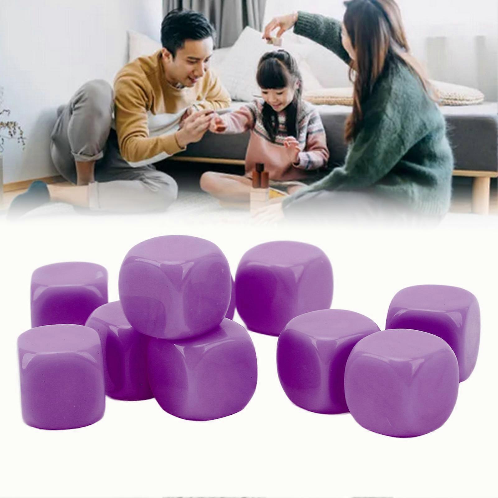30PCS Fun Blank Dice Set DIY Puzzle Round Corner 6 Sided Dice for Board Games Math Learning Purple 
