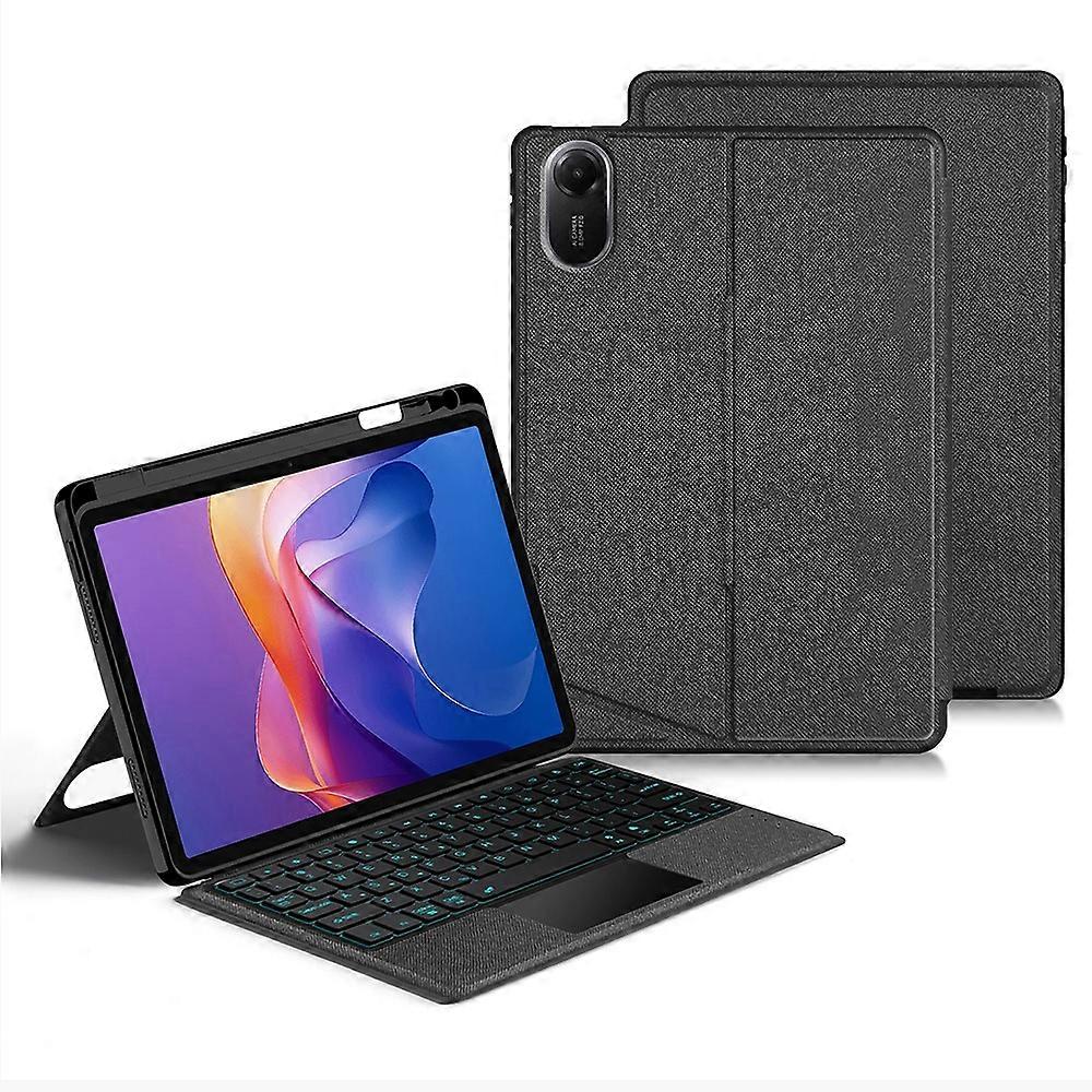 For Xiaomi Redmi Pad 2 Leather Case+Bluetooth-Compatible Keyboard with Backlight Trackpad