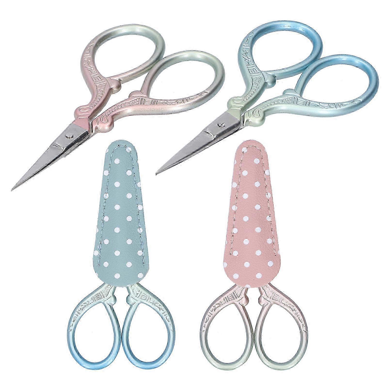 2Pcs Retro Scissors for Embroidery Sewing Yarn Thread with Cover DIY Craft Tools