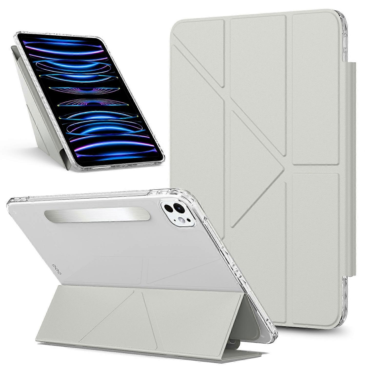 TKdaddy עבור iPad Pro 13 (2024) מעמד מארז טאבלט כיסוי עור PU מגנטי ניתן להסרה עם התעוררות אוטומטית שינה אפור
