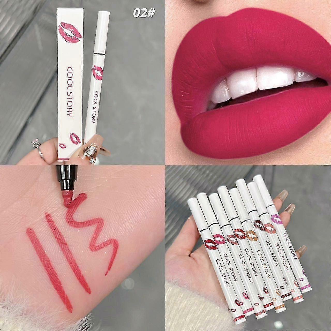 Lip Stain Marker,2 σε 1 υγρό κραγιόν &; μολύβι μολύβι χειλιών,μακράς διαρκείας αδιάβροχο 24 ώρες
