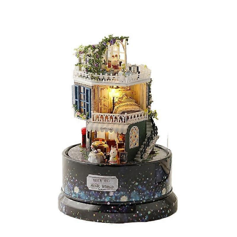DIY House Rotating Music World Creative Assembly Model Kit Toy