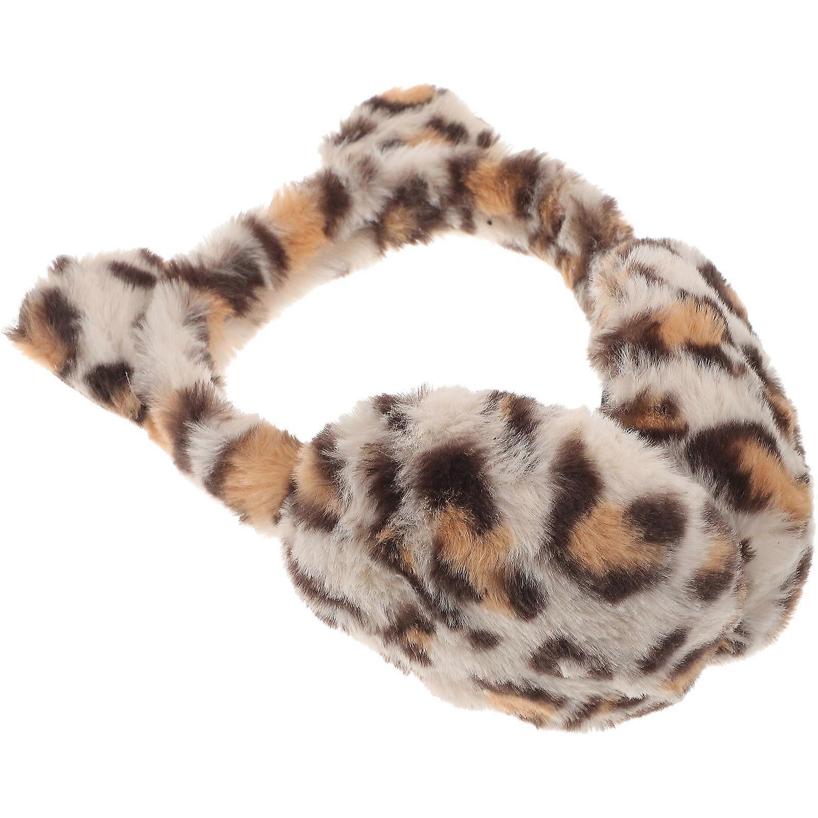 Leopard Print Women's Ear Muffs Warm Furry Ear Warmers for Winter, Skiing, Running and Walking
