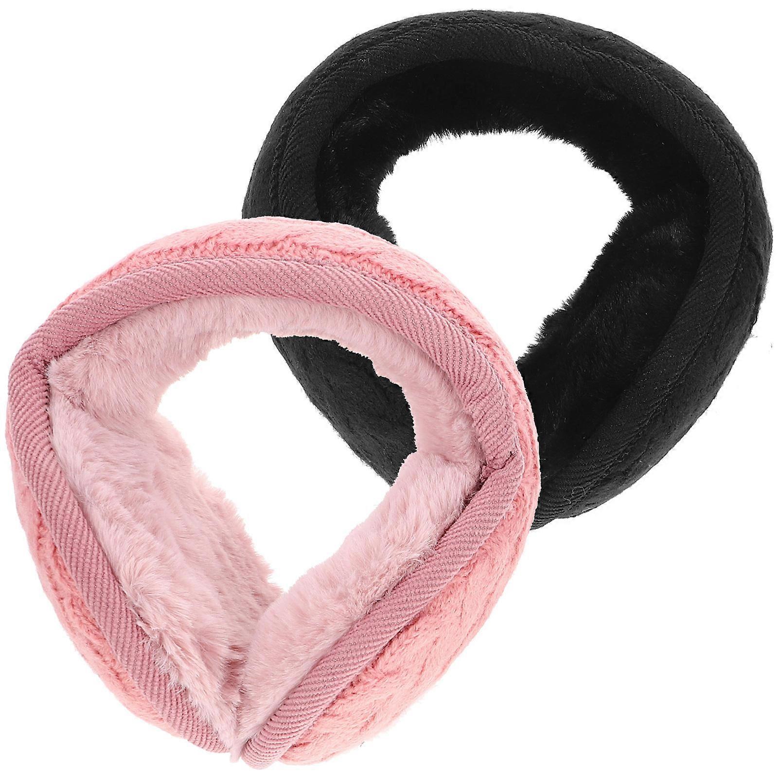 Winter Warm Earmuff Practical Design Outdoor Activities Protector Black Polyester Foldable 2Pcs