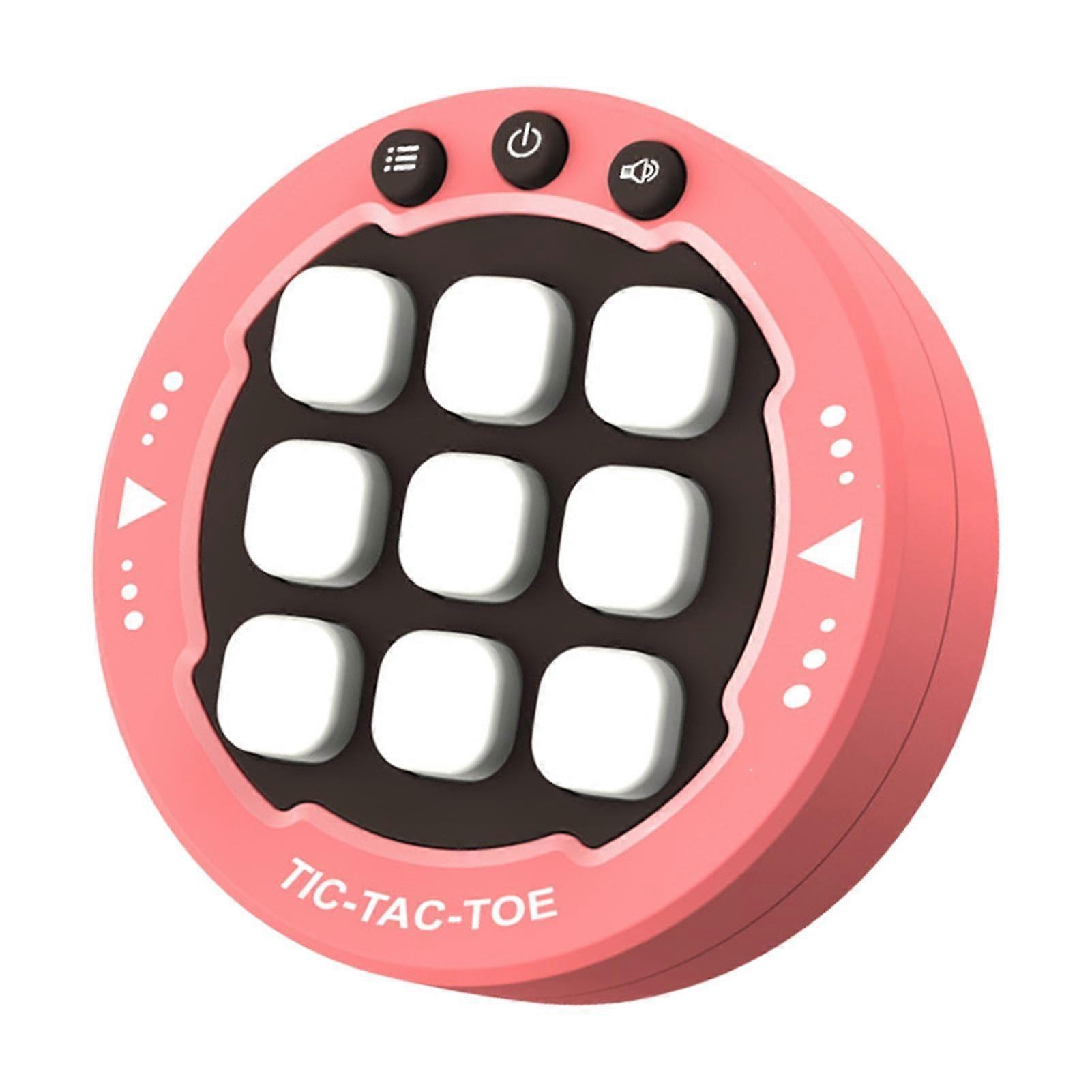 Handheld puzzle game for kids  Brain training board games, classic strategy game in pink.