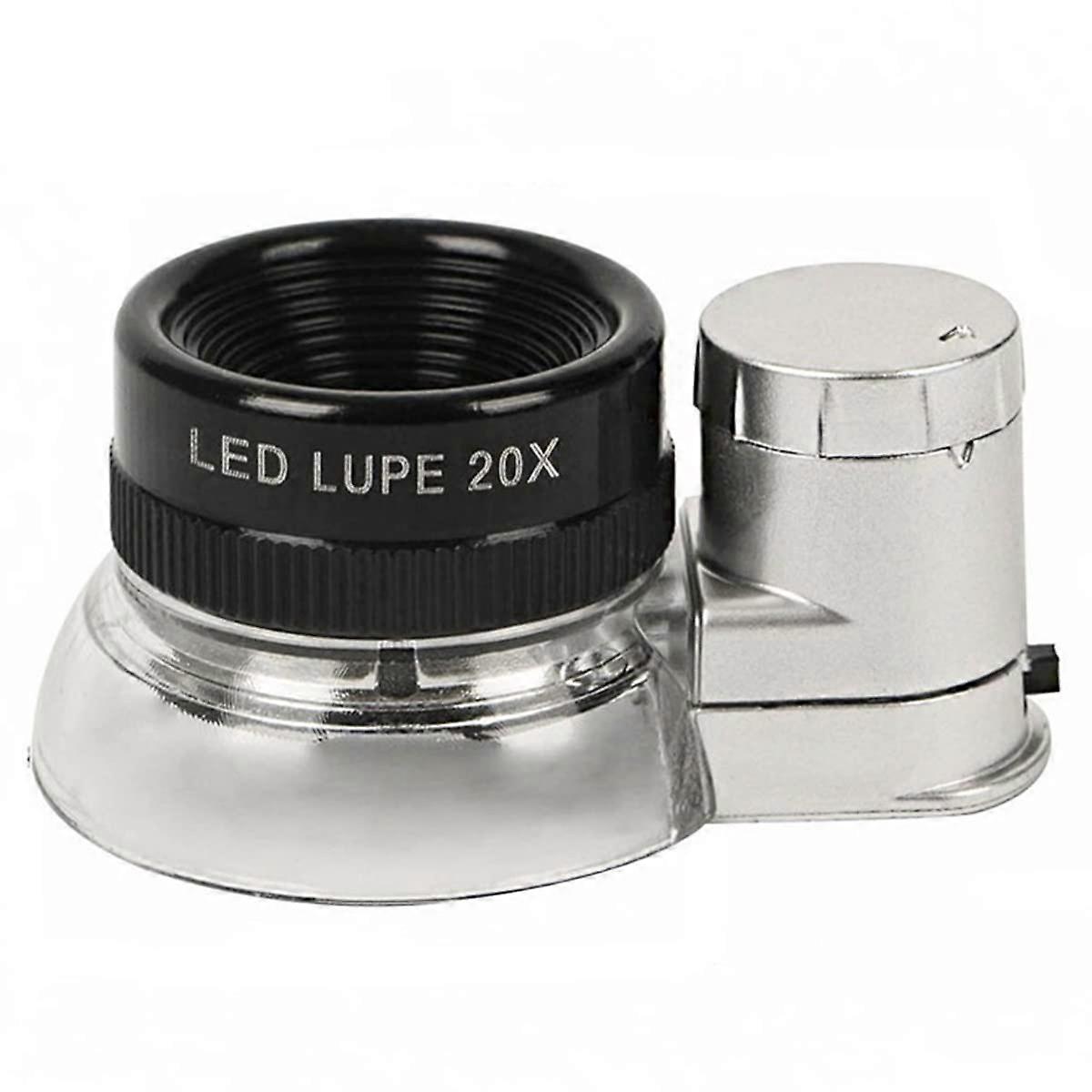 Laboratory Microscope Accessories 20X Illuminated Magnifying Glass With 6 LED Lights Portable Jewelry Magnifier