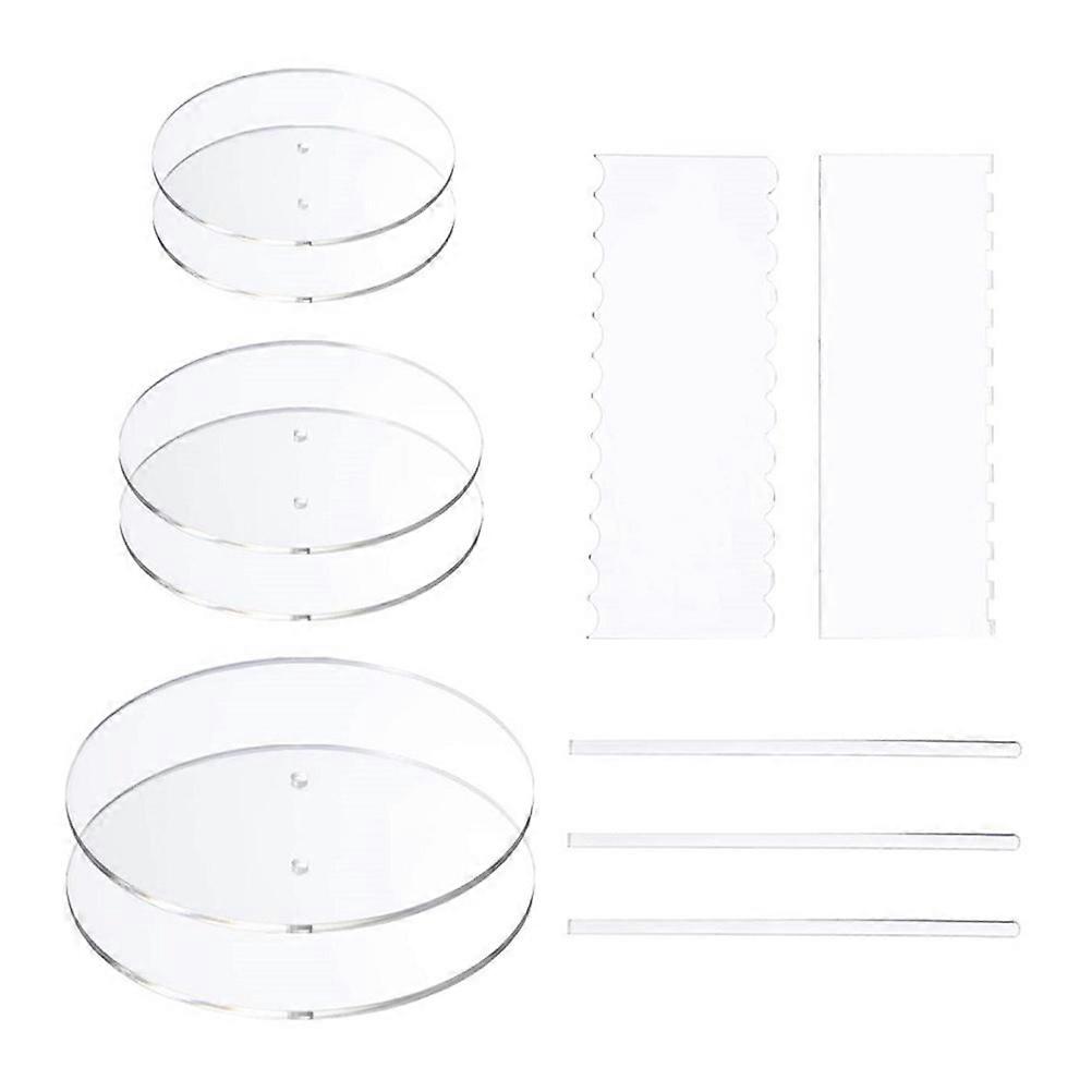 Cake Decorating Discs Baking Tools Round Transparent Acrylic 1Set 11Pcs