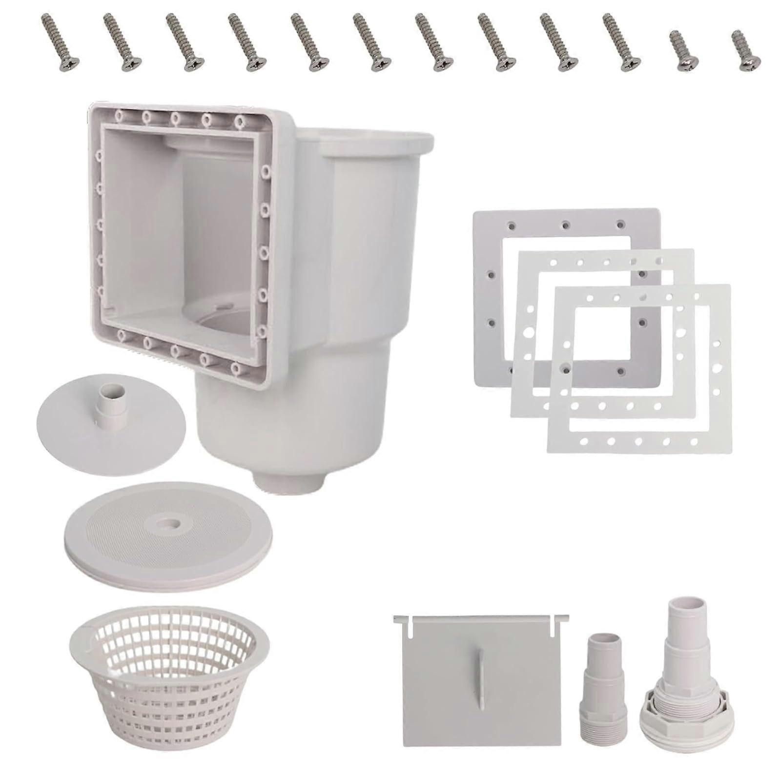 Multifunctional Pool Skimmer Set 15.2 cm Wide Wall Skimmer with Accessories for In-Ground Pools