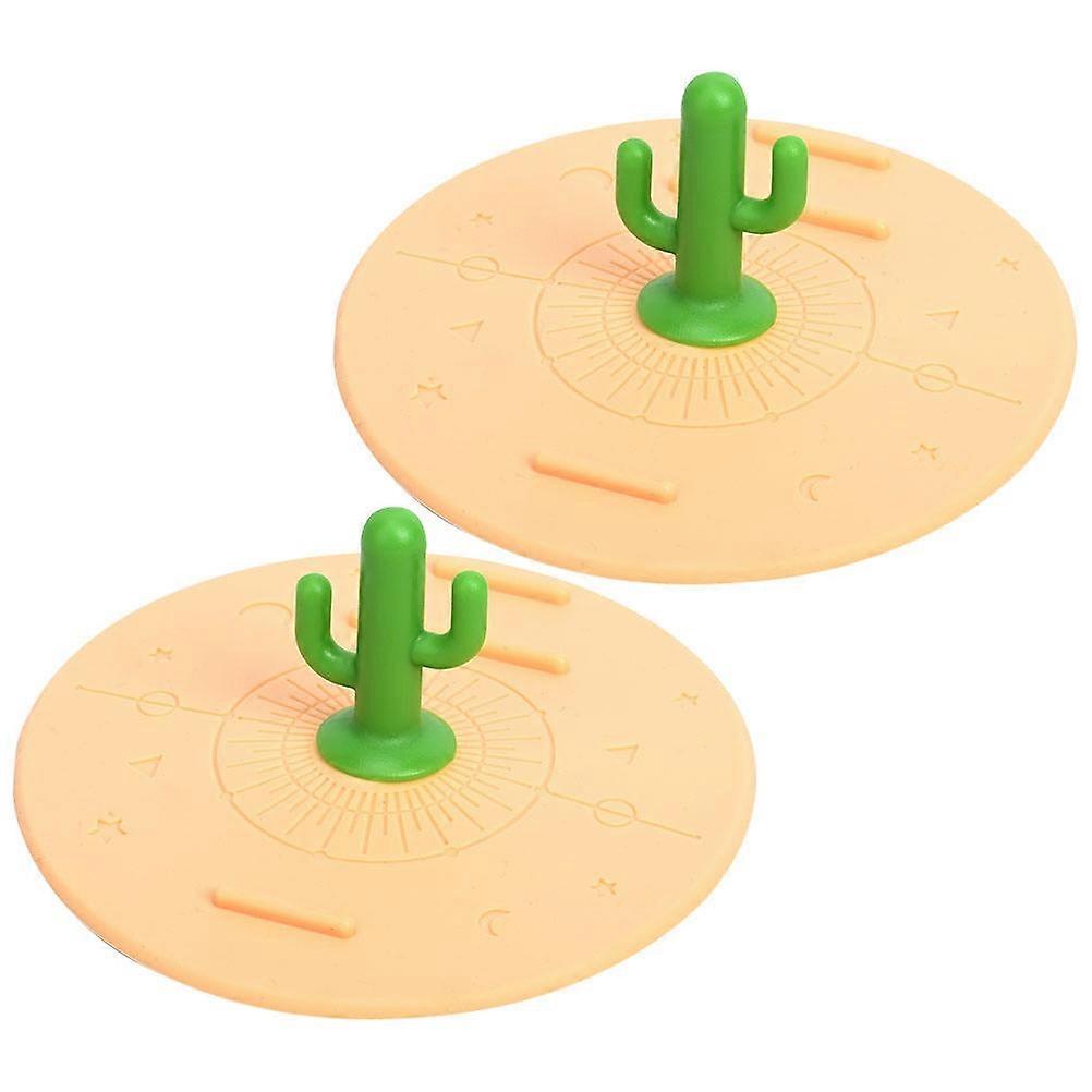 Universal Silicone Cup Lid Anti-Dust Airtight Leak-Proof 2Set Orange 10x4cm