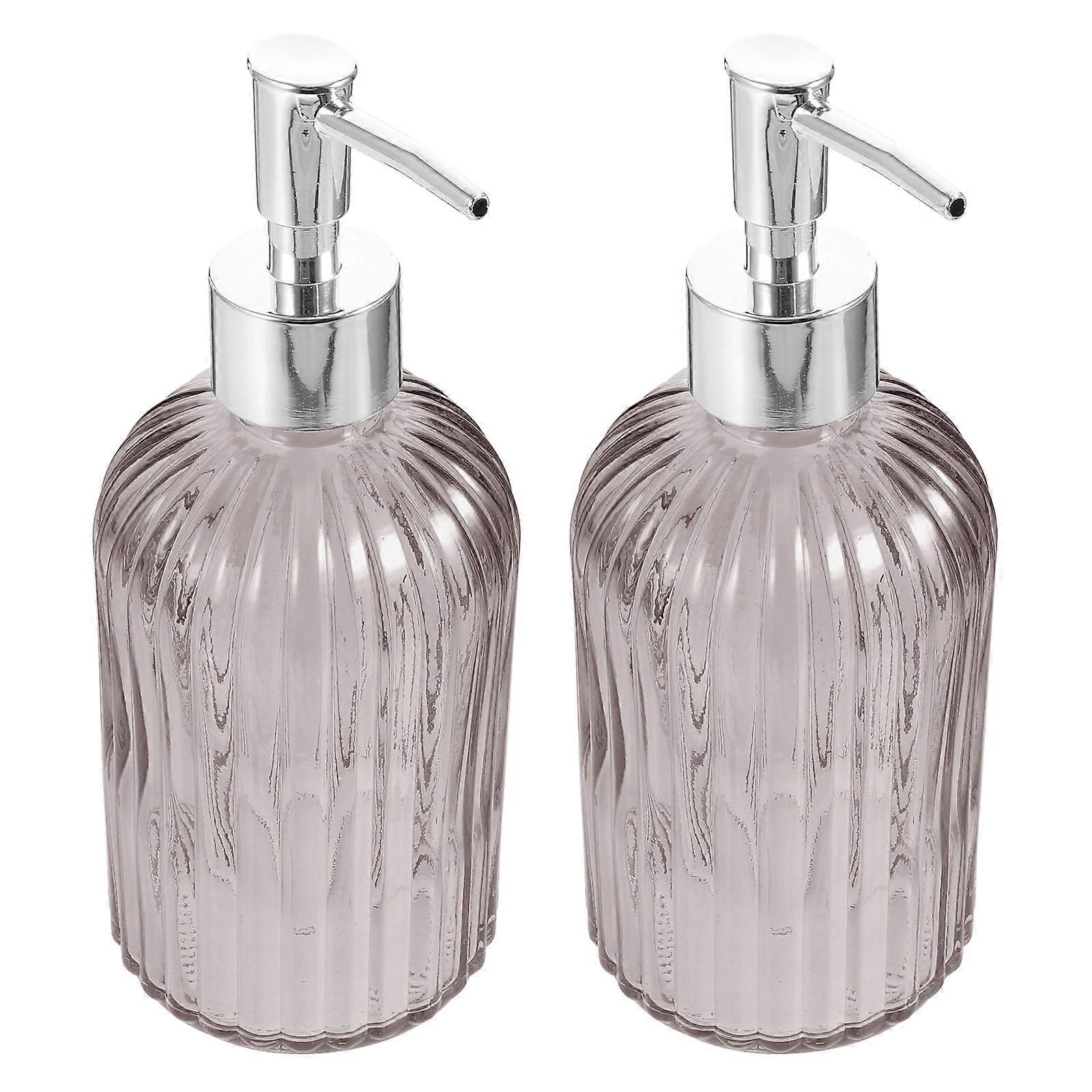 Lotion Pump Bottle Liquid Storage Vertical Grain Texture Household Bottle 400ML 2Set