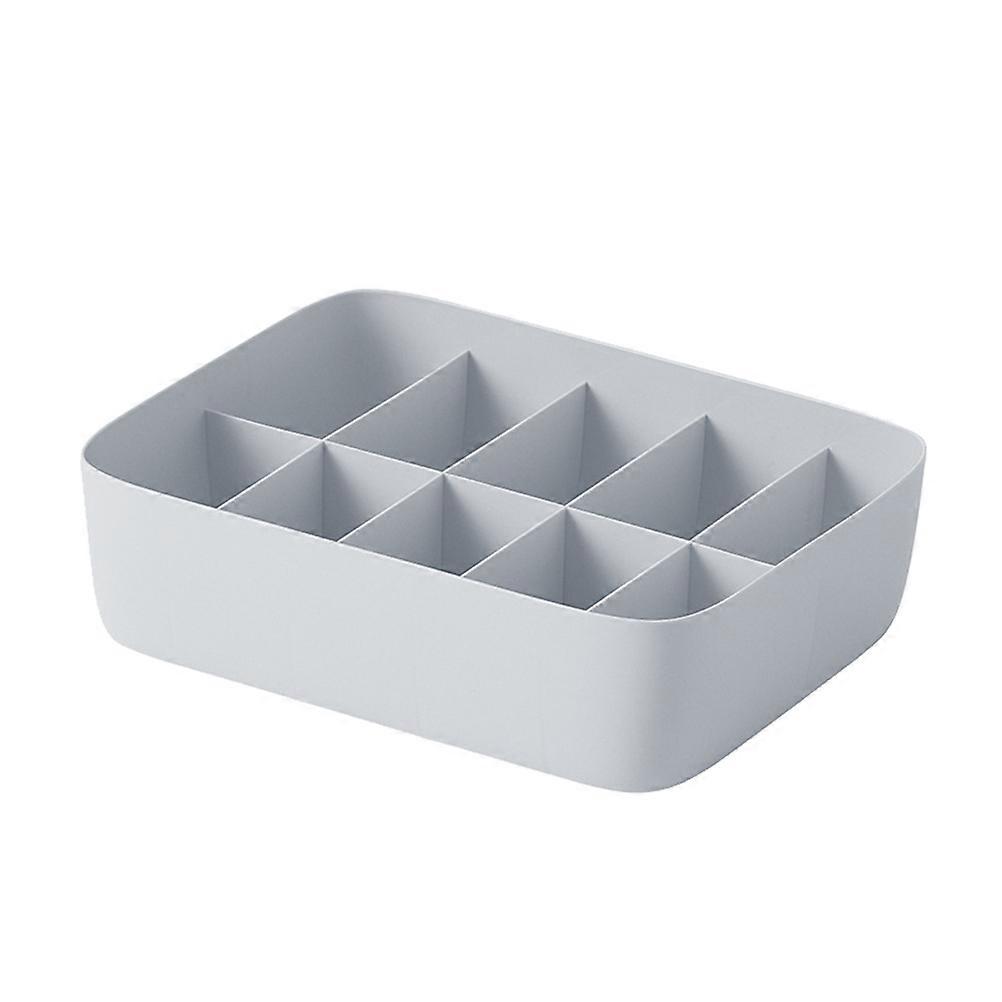 Plastic Storage Box with 10-Compartment Divider for Underwear Bra Socks Storage Stackable Grey