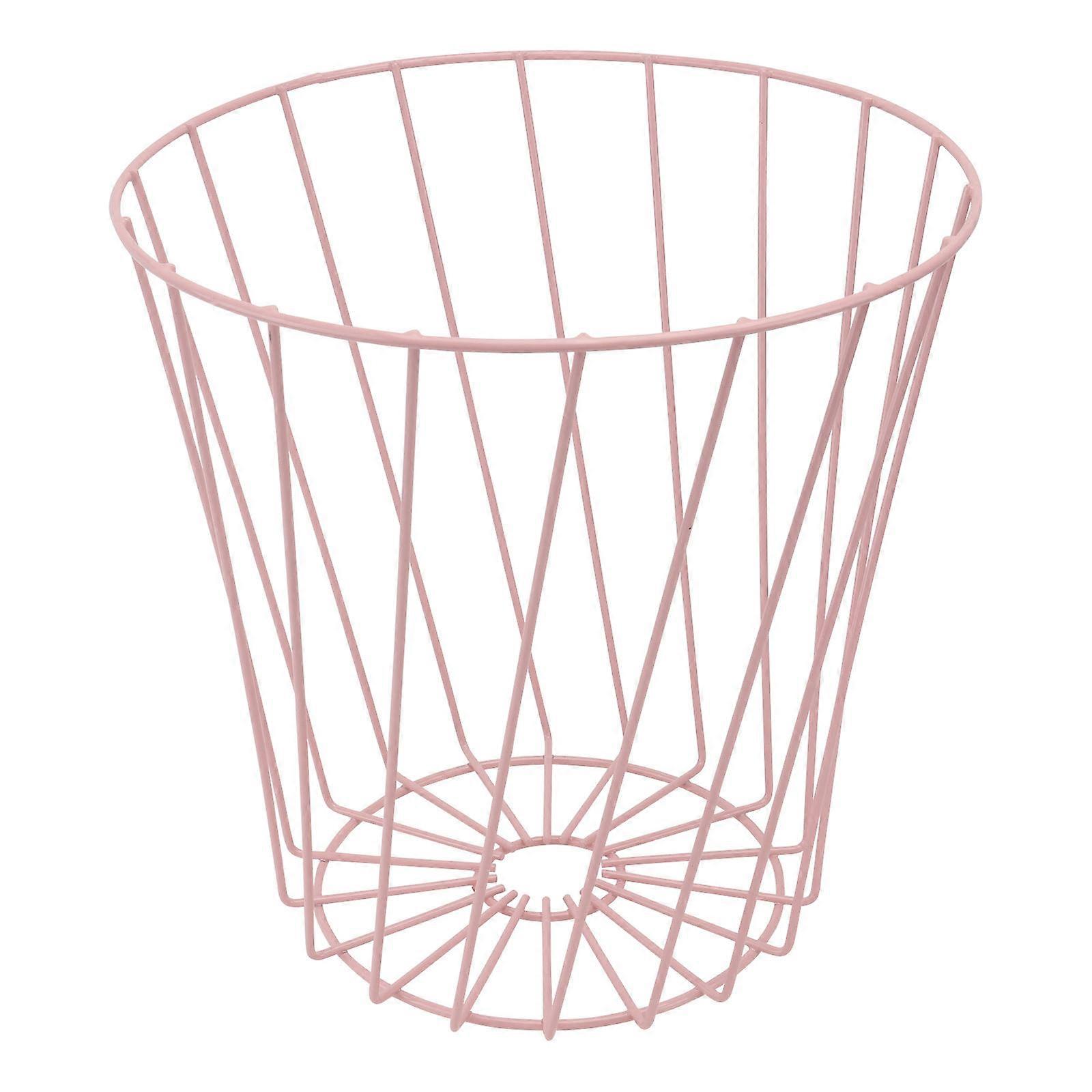 Pink Metal Trash Can for Litter with Craftsmanship and Hollow Out Design Perfect for Modern Homes