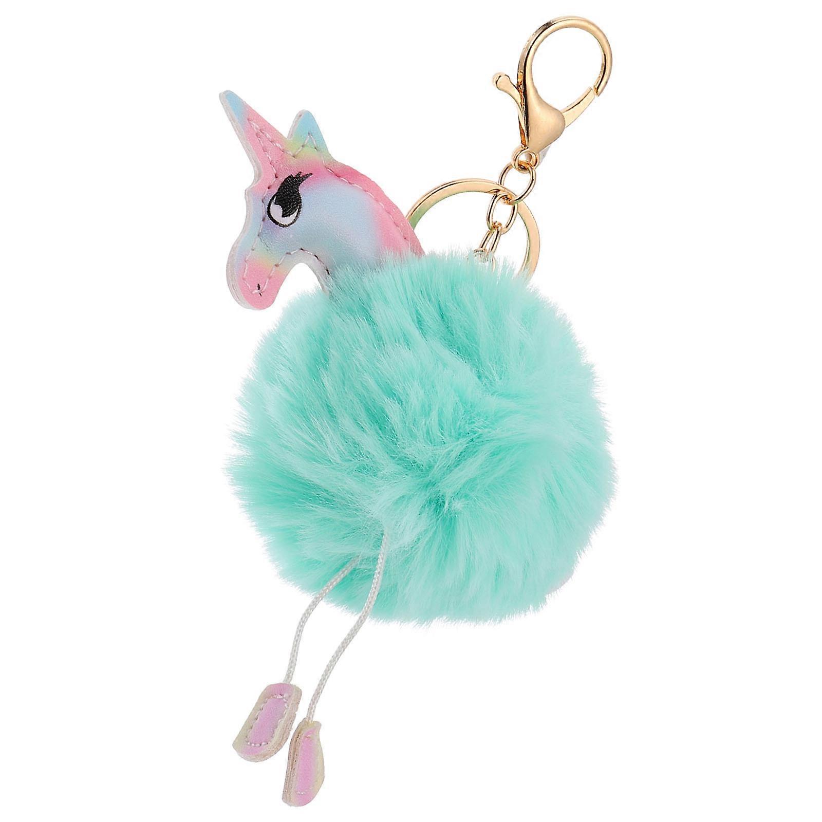 Adorable Fluffy Plush Unicorn Keychain Ornament for Bags, Backpacks, and Car Keys – Decorative Key Ring