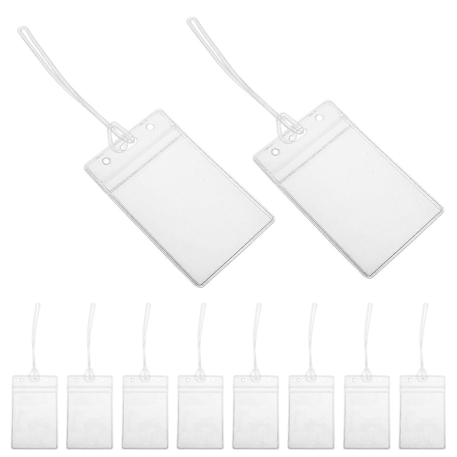 Clear Plastic Luggage ID Tag Holders with Loops – Durable PVC Document Protectors for Travel, Business & Office Use