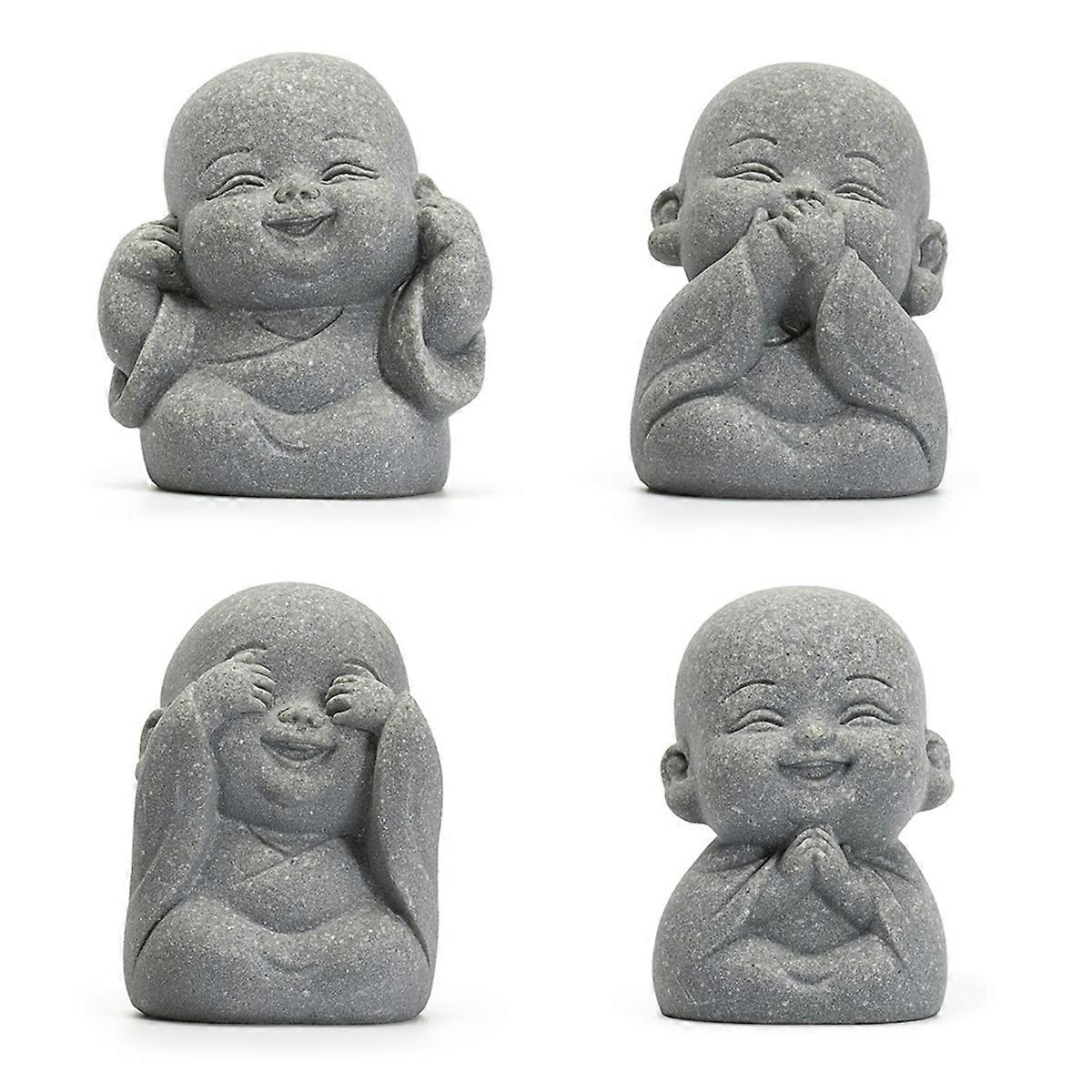 4PCS Laughing Buddha Statue for Good Luck Feng Shui Decor