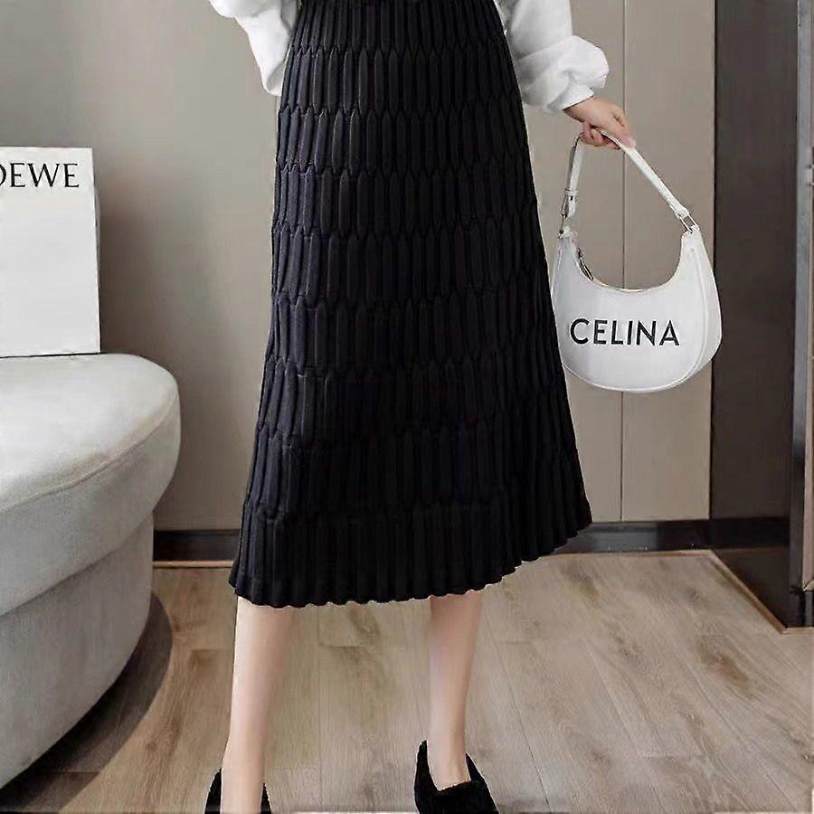 Skirt 2022 autumn and winter new a-line knitted high waist and thin all-match bag hip skirt women