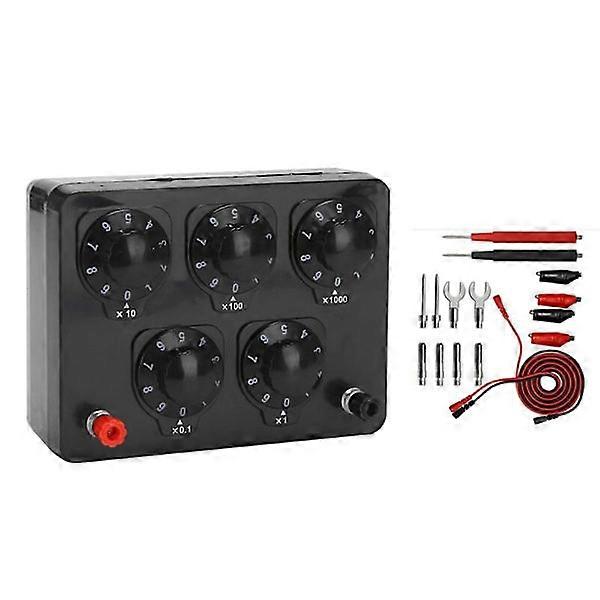 1 Pcs Black Iron Resistor Box Variable Decade Resistance 0-9999.9 Ohm for Physics Teaching and 16 Pcs Banana Cable Meter