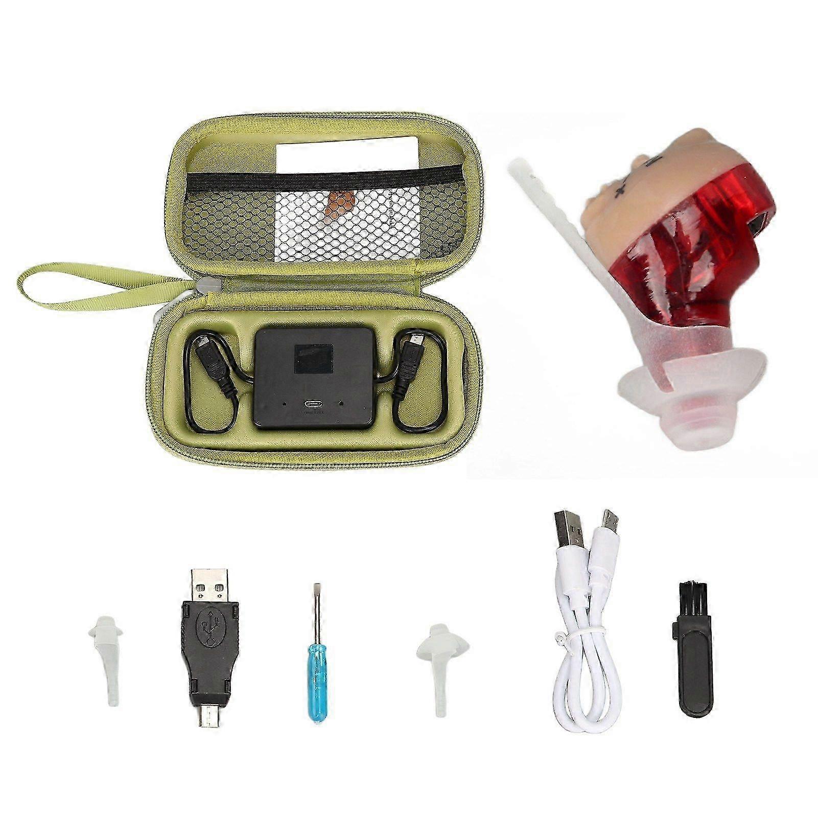 Red Rechargeable Hearing Amplifier  Enhanced Clarity for Everyday Use