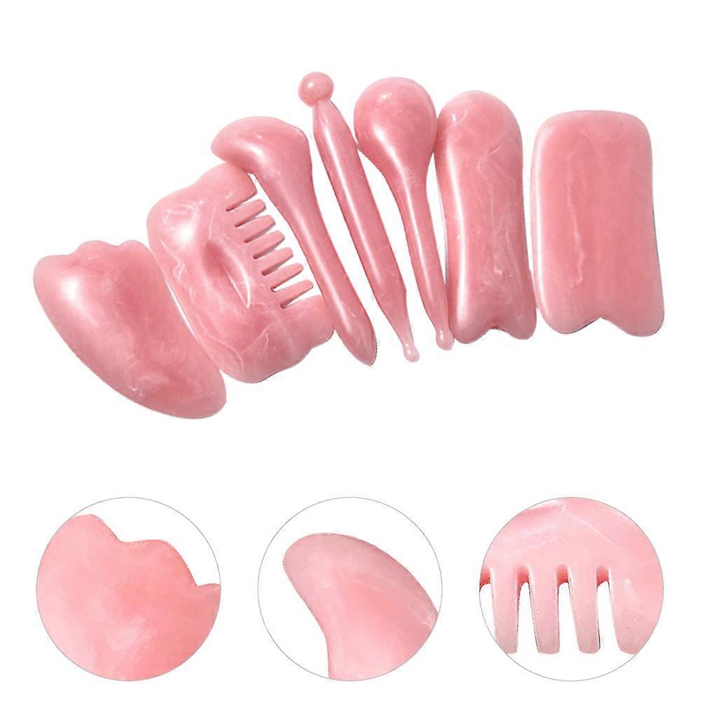 Massage Tools Set Including 7Pcs Guasha Tool For Personal User In Pink For And Muscle Relief